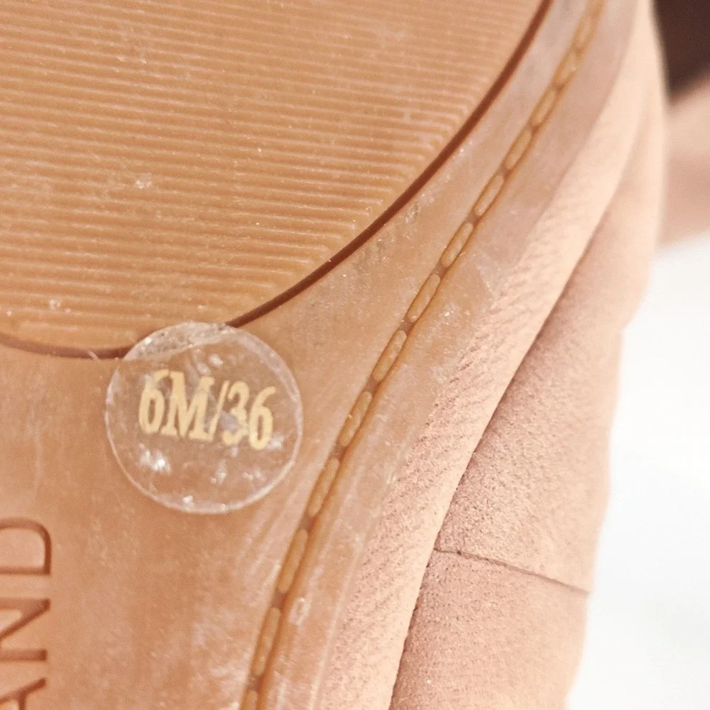 Lucky Brand Ballet‎ Flats Size 6 Tan Leather Lace Up Heel Slip On Shoes